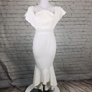 NWT Off White Harper & Me Hi Low Mermaid Peep Sldr